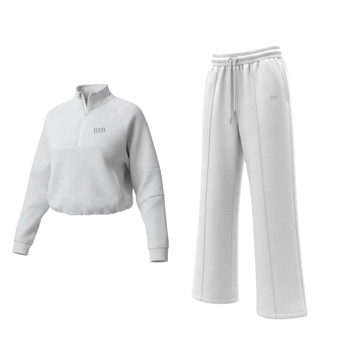 BXB FOREVER Quarter-Zip Flare Joggers ( Grey )