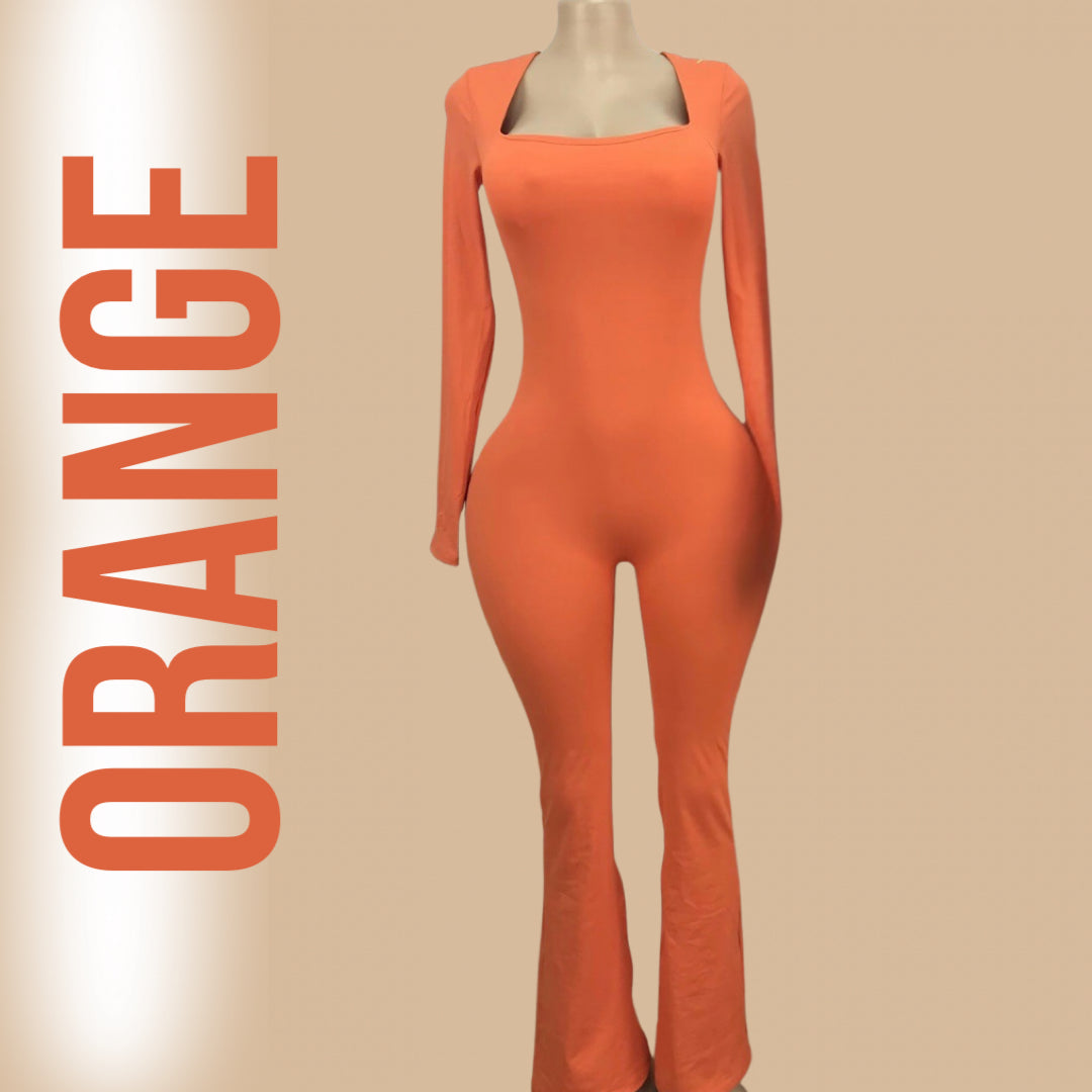 BXB ORANGE FLARE JUMPSUIT