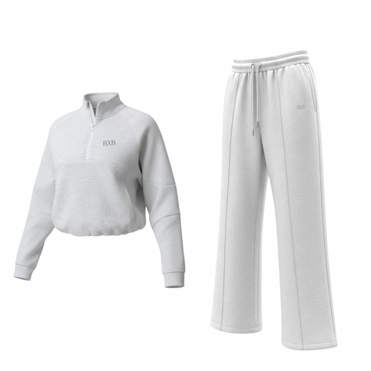 BXB FOREVER Quarter-Zip Flare Joggers ( Grey )